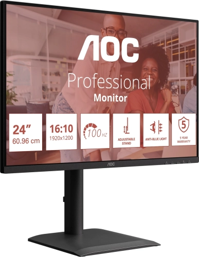 Монитор AOC 24 X24E4U черный IPS LED 16:10 HDMI M/M матовая HAS Piv 300cd 178гр/178гр 1920x1200 100Hz VGA DP FHD USB 5.22кг фото 2