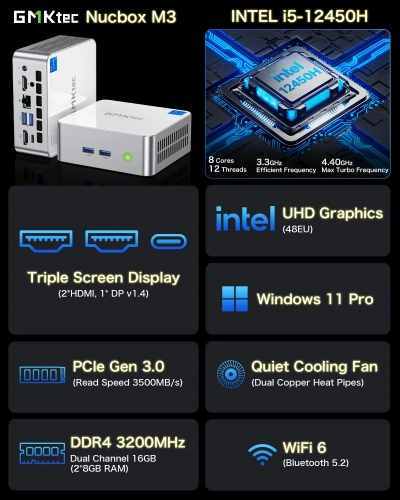 Мини ПК GMK Technology NucBox M3/i5-12450H/16+512GB (i5-12450H) 16GB+512GB, Win 11 Pro фото 4