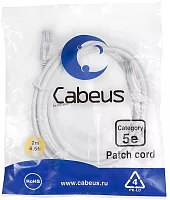 Патч-корд Cabeus PC-UTP-RJ45-CAT.5E-2M-WH-LSZH U/UTP RJ-45 вил.-вилка RJ-45 кат.5E 2м белый LSZH