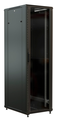 Шкаф серверный WRline (WR-TT-3761-AS-RAL9004) напольный 37U 600x1000мм пер.дв.стекл задн.дв.стал.лист 2 бок.пан. 800кг черный 910мм 1833мм IP20 сталь
