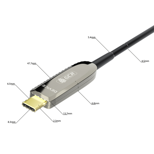 GCR Кабель USB 3.1 (USB 3.2 Gen 2) Type-C, 5.0m, оптический, AM / CM, 10 Гбит/ с, черный (GCR-56233)