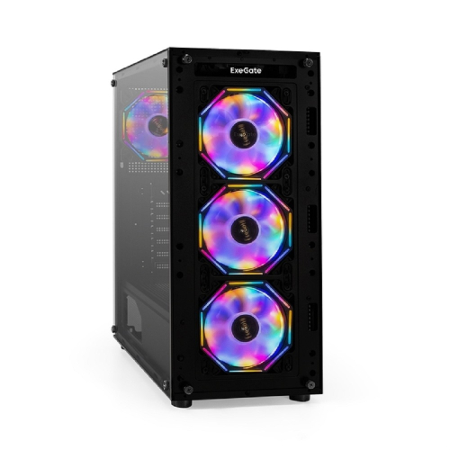Exegate EX294967RUS Корпус Miditower ExeGate i3 BASE (ATX, без БП, с окном, 1*USB+1*USB3.0, аудио, 4 вент. 12см с RGB подсветкой) фото 2