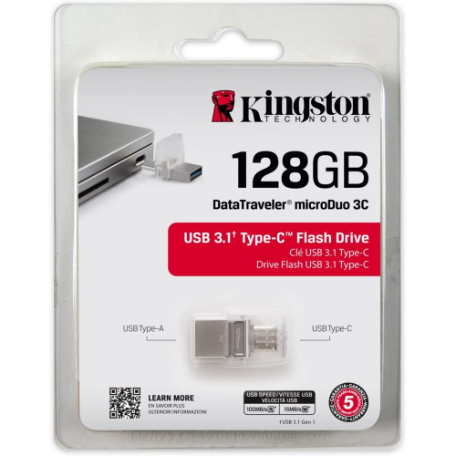 USB накопитель Kingston DataTraveler microDuo 3C USB 3.1 128GB (DTDUO3C/128GB) фото 5