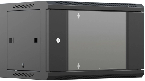 Шкаф коммутационный NTSS (NTSS-W9U6045GS-2BL) настенный 9U 570x450мм пер.дв.стекл 60кг черный 20.1кг 220град. IP20