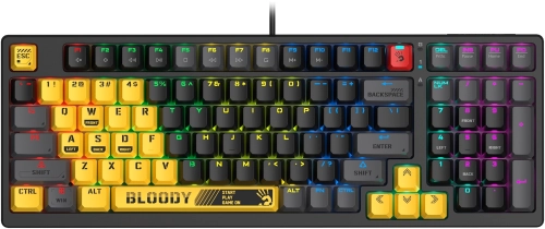 Клавиатура A4Tech Bloody S98 Sports Lime BLMS Plus механическая желтый/ серый USB for gamer LED (S98 SPORTS LIME BLMS RED PLUS)