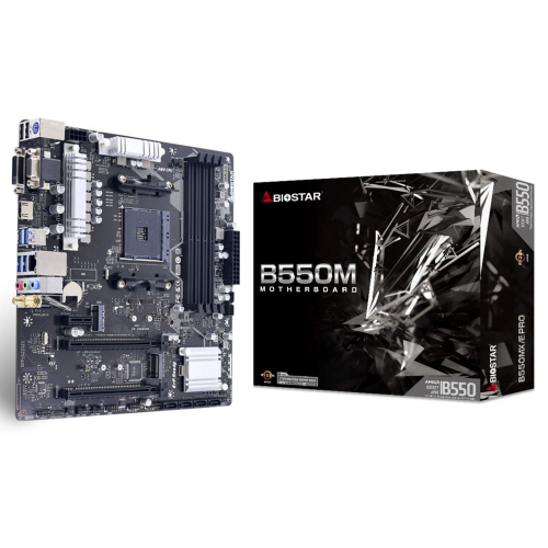 B550MX/ E PRO, Socket AM4, AMD B550, 2xDDR4-2933, D-SUB+DVI-D+HDMI, 2xPCI-Ex16, 1xPCI-Ex1, 4xSATA3(RAID 0/ 1/ 10), 2xM.2, 8 Ch Audio, GLan, WiFi, (2+4)xUSB2.0, (4+2)xUSB3.2, 1xPS/ 2, mATX, RTL, {20} (685130) (B550MX/E PRO)