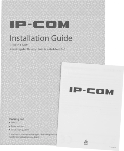 IP-COM G1105P-4-63W Коммутатор неуправляемый PoE, 5 портов, 5x1 Гбит/ с, PoE 4х58 Вт, настольный фото 8
