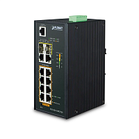 коммутатор/ PLANET IP30 Industrial L2/ L4 8-Port 10/ 100/ 1000T 802.3at PoE + 2-Port 10/ 100/ 100T + 2-Port 100/ 1000X SFP Managed Switch (-40~75 degrees C), dual redundant power input on 48~56VDC terminal (IGS-4215-8P2T2S)