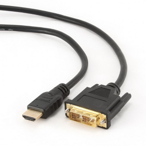 Кабель HDMI-DVI Gembird, 10м, 19M/ 19M, single link, черный, позол.разъемы, экран [CC-HDMI-DVI-10MC]