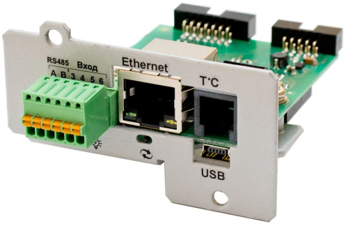 ШТИЛЬ Плата расширения: Ethernet, mini USB, 1x вх для датч темп, 2x дискр вх.,SNMP/Modbus TCP/HTTP/SMTP/NTP/протокол Штиль, Е- mail /Trap-сообщ (IC-SNMP/MINI-USB)