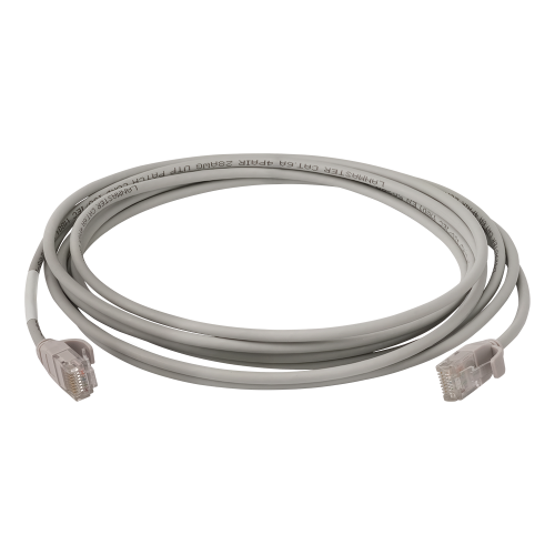 Патч-корд RJ45 - RJ45, 4 пары, UTP, категория 6A, 28AWG, 0.5 м, серый, LSZH, LANMASTER LAN-PC45/28-U6A-0.5-GY