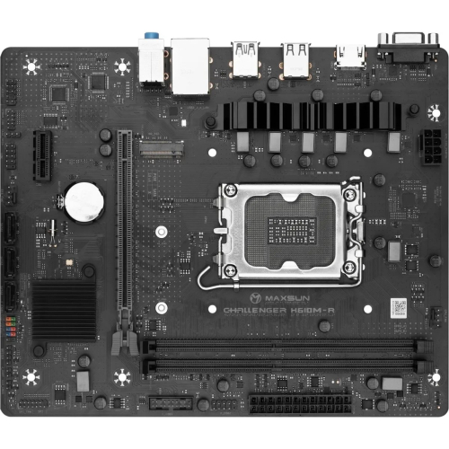 Материнская плата MAXSUN MS-Challenger H610M-R, LGA1700, H610, 2*DDR4, 3*SATA3, M.2, 2*USB 3.2, 4*USB 2.0, 1*PCIEx16, 1*PCIEx1, VGA+HDMI, mATX фото 2