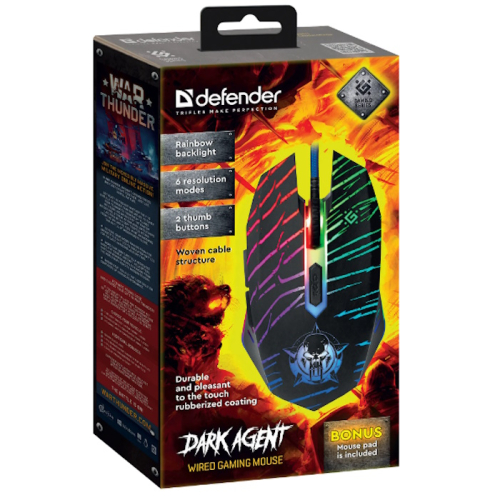 *Игровая мышь Defender DARK AGENT GM-590L (6 кнопок, 12800dpi) (52590) фото 4