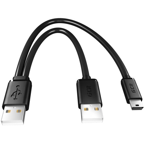 Greenconnect Кабель 0.5m USB 2.0, AM + mini 5P/ AM, Y-образный, черный, 28/ 28 AWG (GCR-51599)