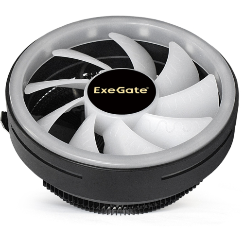 Exegate EX286157RUS Кулер ExeGate Dark Magic EE126R-PWM.RGB (Al black coating, 775/ 1150/ 1151/ 1155/ 1156/ 1200/ 1700/ A­M2/ AM2+/ AM3/ AM3+/ AM4/ FM1/ FM2/ 754/ 939/ 940 TDP 95W,Fan 120mm, PWM, 900-2000RPM,Hydro be фото 2