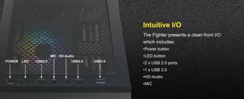Корпус Azza FIGHTER черный без БП ATX 4x120mm 2xUSB2.0 1xUSB3.0 audio bott PSU (CSAZ-290 FIGHTER) фото 6