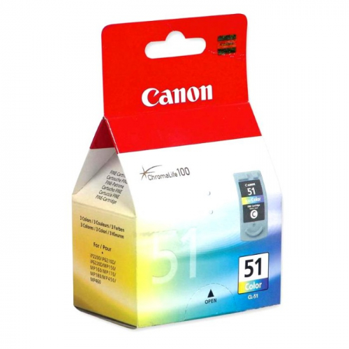Картридж струйный Canon CL-51, многоцветный, 412 страниц, для MP450/ 150/ 170/ iP6220D/ 6210D/ 2200 (0618B001)