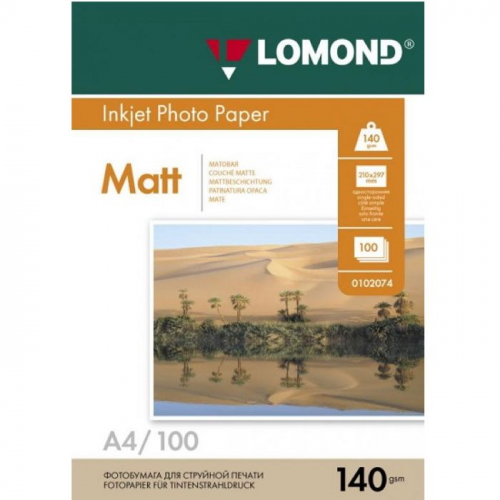 Бумага Lomond 0102074 A4/ 140г/ м2/ 100л./ белый матовое для струйной печати