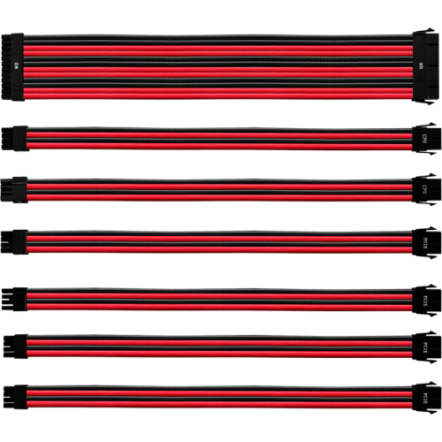 Cooler Master UNIVERSAL PSU EXTENSION CABLE KIT WITH PVC SLEEVING - Red & Black (CMA-NEST16RDBK1-GL)