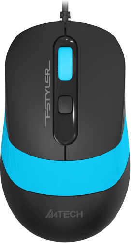 Мышь A4Tech Fstyler FM10S черный/ голубой оптическая (1600dpi) silent USB (4but) (FM10S USB BLUE)