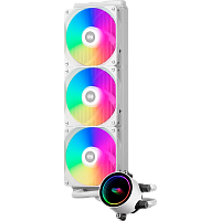 Система охлаждения/ PCCooler DA360 ARGB WH (280W, 360mm, White, ARGB/ Fans: 3x120mm, 72.1CFM, 33.8dBA, 1800RPM/ Pump height 55mm, 28dBA, 3000RPM, Rad thickness 27mm/ S: 1851, 1700, 1200, 20XX, 115X, A