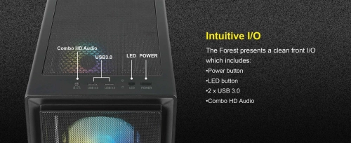 Корпус Azza FOREST черный без БП ATX 4x120mm 2xUSB3.0 audio bott PSU (CSAZ-370 FOREST) фото 7