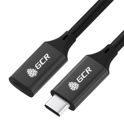 GCR Удлинитель USB 3.1 Type C-С, 1.0m черный, 100W/20V/5A, M/F, TPE, AL сase черный, экран, армированный, GCR-54076