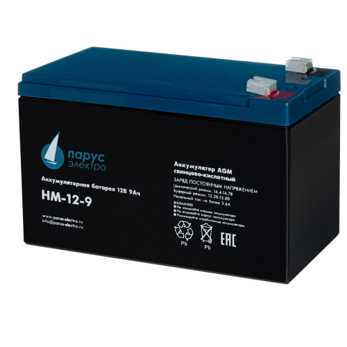 Парус-электро Аккумуляторная батарея для ИБП HM-12-9 (AGM/ 12В/ 9,0Ач/ клемма F2)