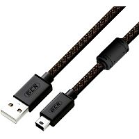 GCR Кабель PROF 1.8m USB 2.0, AM/ mini 5P, черно-прозрачный, ферритовое кольцо, 28/ 24 AWG, экран, армированный, морозостойкий, GCR-51198