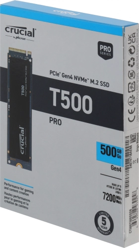 Твердотельный накопитель SSD Crucial M.2 2280 500GB Crucial T500 Client SSD CT500T500SSD8 PCIe Gen4x4 with NVMe, 7200/ 5700, TLC, 300TBW фото 6