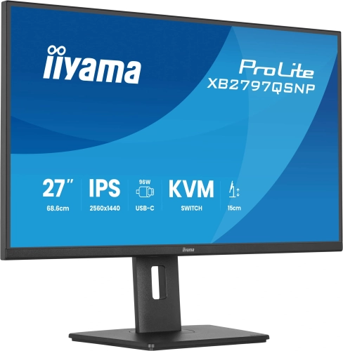 Монитор Iiyama 27 ProLite XB2797QSNP-B1 черный IPS LED 16:9 HDMI M/M матовая HAS Piv 350cd 178гр/178гр 2560x1440 75Hz DP 2K USB 9.7кг фото 3