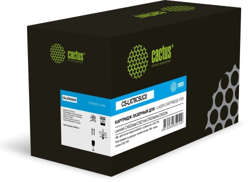Картридж лазерный Cactus CS-LX78C5UC0 78C5UC0/78C5UCE голубой (7000стр.) для Lexmark CX421/CX622ade/CS521dn/CX625adhe/CS622de с чипом