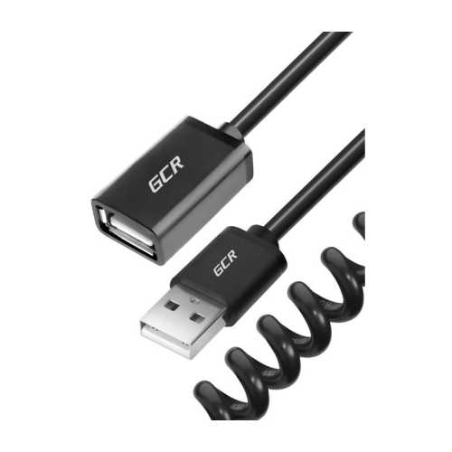 Greenconnect Удлинитель 1.0m USB 2.0, AM/ AF витой, черный, 28/ 28 AWG, экран, Premium, GCR-50522