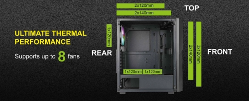 Корпус Azza FOREST черный без БП ATX 4x120mm 2xUSB3.0 audio bott PSU (CSAZ-370 FOREST) фото 9