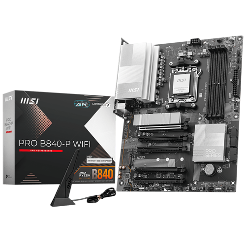 Материнская плата MSI PRO B840-P WIFI ,B840,AM5,4DDR5,5PCI-Ex16,2M.2,4SATA3,2USB10G(1A+1C),5USB5G