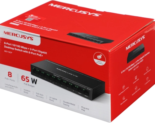 Коммутатор Mercusys MS110CP (L2) 8x100Мбит/с 2x1Гбит/с 8PoE+ 65W неуправляемый фото 11