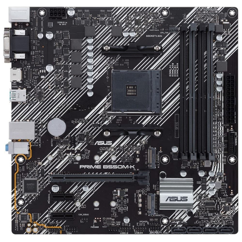 Материнская плата Asus PRIME B550M-K Soc-AM4 AMD B550 4xDDR4 mATX AC`97 8ch(7.1) GbLAN RAID+VGA+DVI+HDMI (90MB14V0-M0EAY0)
