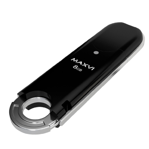 Maxvi USB Drive 8GB P2 black, монолит с колпачком, ABS пластик, USB 2.0 (5379)