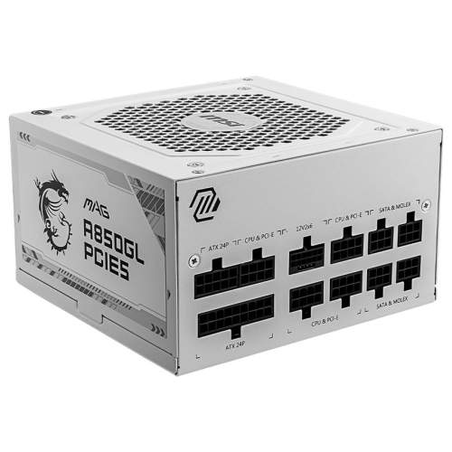 Блок питания MSI MAG A850GL PCIE5 WHITE , 850W, 80+ Gold, полностью модульный, ATX 3.0, PCIE5, RTL (306-7ZP8A24-CE0)