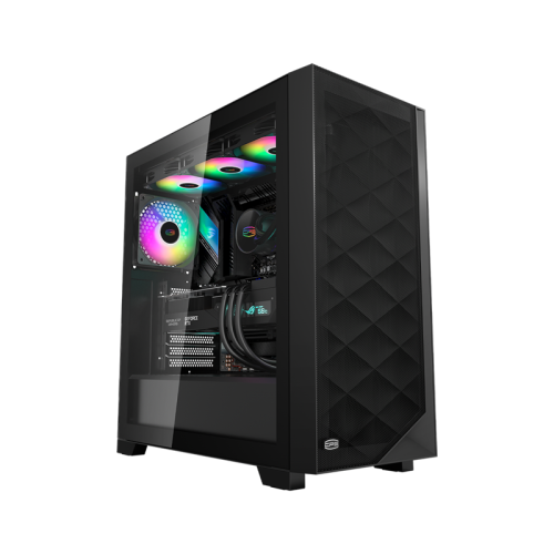 Корпус без блока питания/ Case PCCooler C3D510 BK ARGB, Midi-Tower, TG, Mesh, 3x120mm ARGB, 2xUSB-A 3.0, E-ATX, ATX, mATX, mITX Black