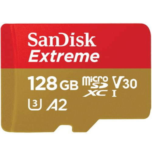 Карта памяти microSD 128GB SanDisk microSDXC Class 10 UHS-I A2 C10 V30 U4 Extreme (SD адаптер) 160MB/s (SDSQXA1-128G-GN6MA)