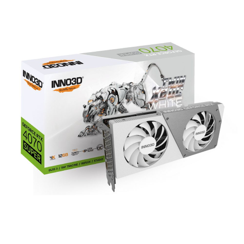 INNO3D RTX 4070 Super Twin X2 OC WHITE/ / RTX4070, HDMI, DP*3, 12G,D6X (N407S2-126XX-186162W)