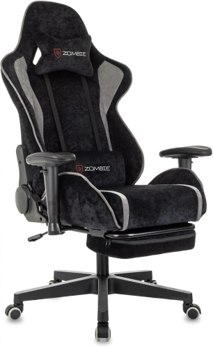 Кресло игровое Zombie Drift/ F черный/ серый крестов. пластик подст.для ног (ZOMBIE DRIFT/F B)