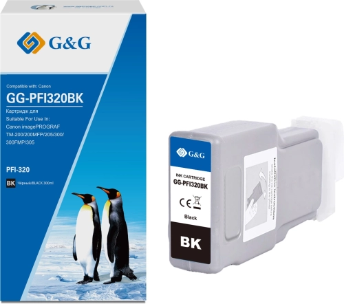 Картридж струйный G&G GG-PFI320BK PFI-320BK черный (300мл) для Canon imagePROGRAF TM-200/ 200MFP/ 205/ 300/ 300MFP/ 305