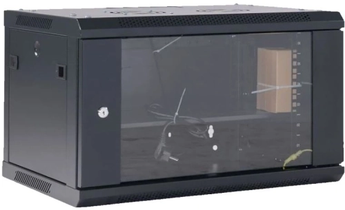 Rexant (04-0954-112) Настенный телекоммуникационный шкаф 19 9U 550?400мм, дверь стекло, с задней стенкой, разборный, черный (RAL 9005)