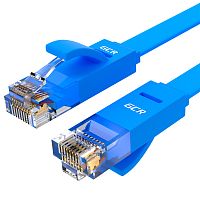 GCR Патч-корд PROF плоский прямой 5.0m, UTP медь кат.6, синий, 30 AWG, GCR-LNC621-5.0m ethernet high speed 10 Гбит/ с, RJ45, T568B