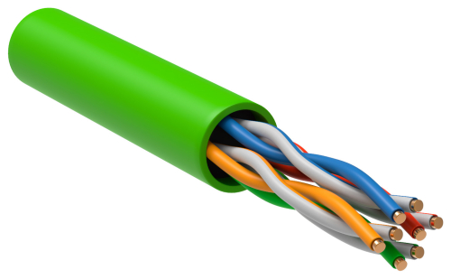 Кабель информационный ITK LC1-C5E04-122 кат.5E U/ UTP 4X2X24AWG LSZH внутренний 305м зеленый