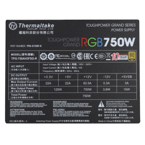 Блок питания Thermaltake Toughpower Grand RGB 750W (PS-TPG-0750FPCGEU-R) фото 5