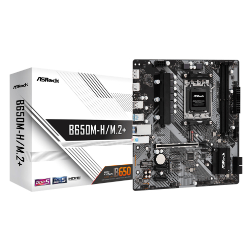 ASROCK B650M-H/ M.2+, AM5, B650, 2*DDR5, HDMI+DP, 4xSATA3 6.0, M.2 Socket, RAID, USB 3.2, USB 2.0, Type-C, mATX (B650M-H/M.2+)