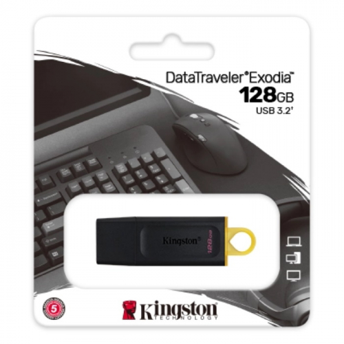 Флеш накопитель Kingston 128GB DataTraveler Exodia USB 3.2 Gen 1 черный/ желтый (DTX/ 128GB) (DTX/128GB) фото 3